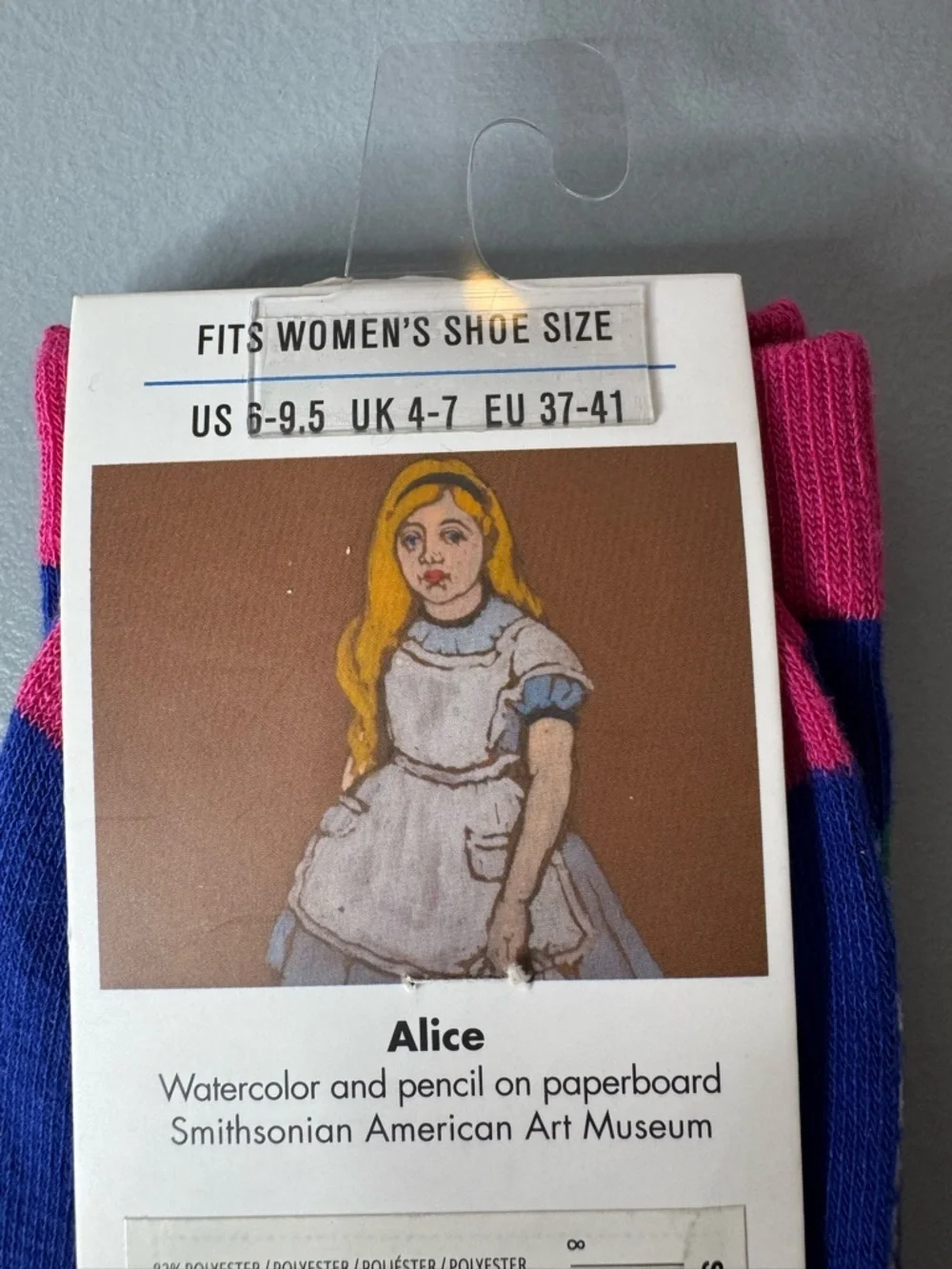 Smithsonian Alice in wonderland vibrant crew socks American art museum